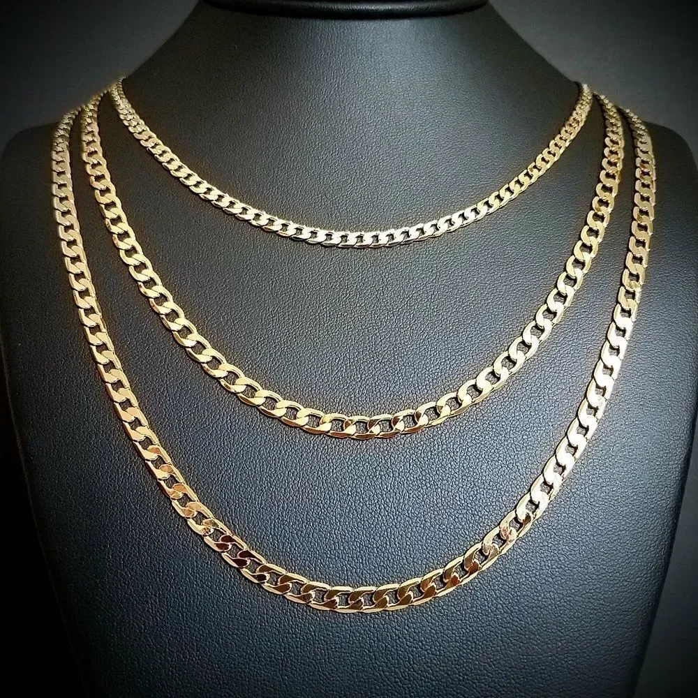 14k Gold Plated Flat Cuban Link Necklace